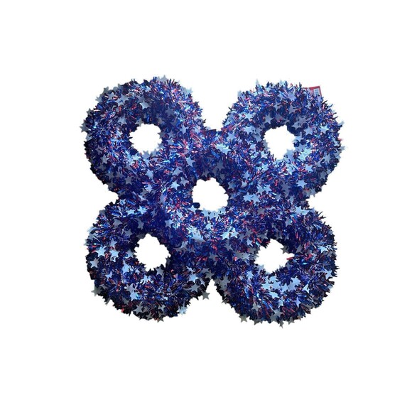Bundle of 5 Stars & Stripes 16" Tinsel Wreath Patriotic 4th of July House Decor - Picture 2 of 4